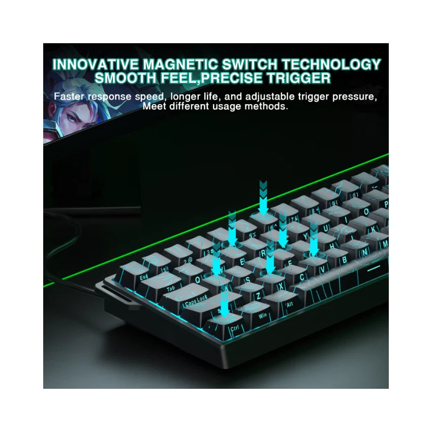 AULA WIN60 HE 60% Wired Magnetic Keyboard (Black) image 4
