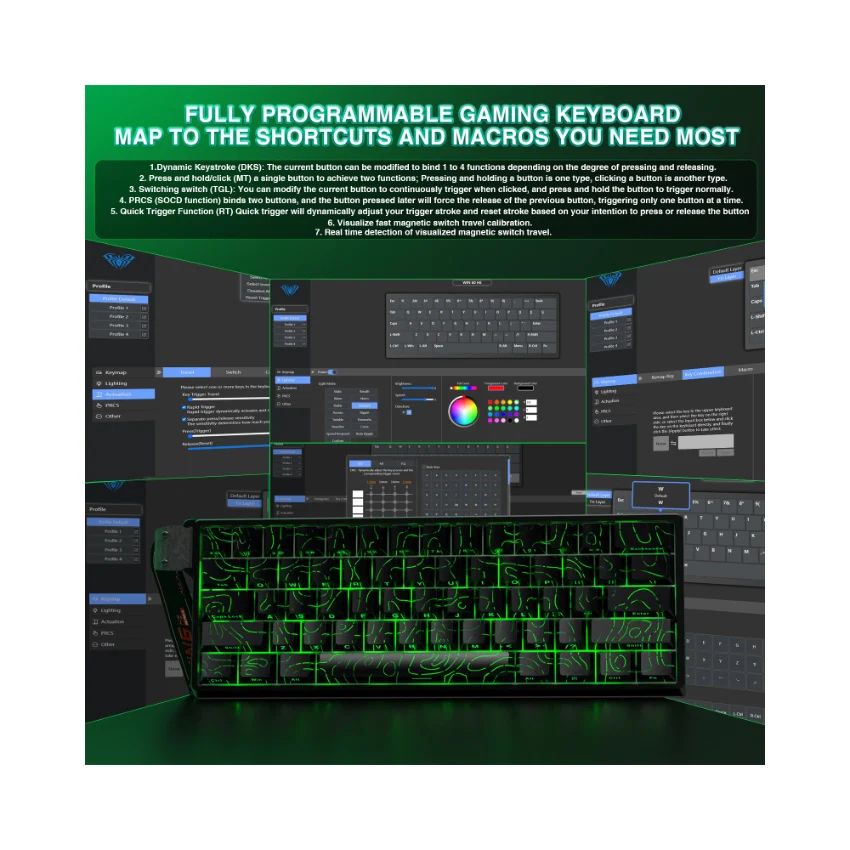 AULA WIN60 HE 60% Wired Magnetic Keyboard (Black) image 5