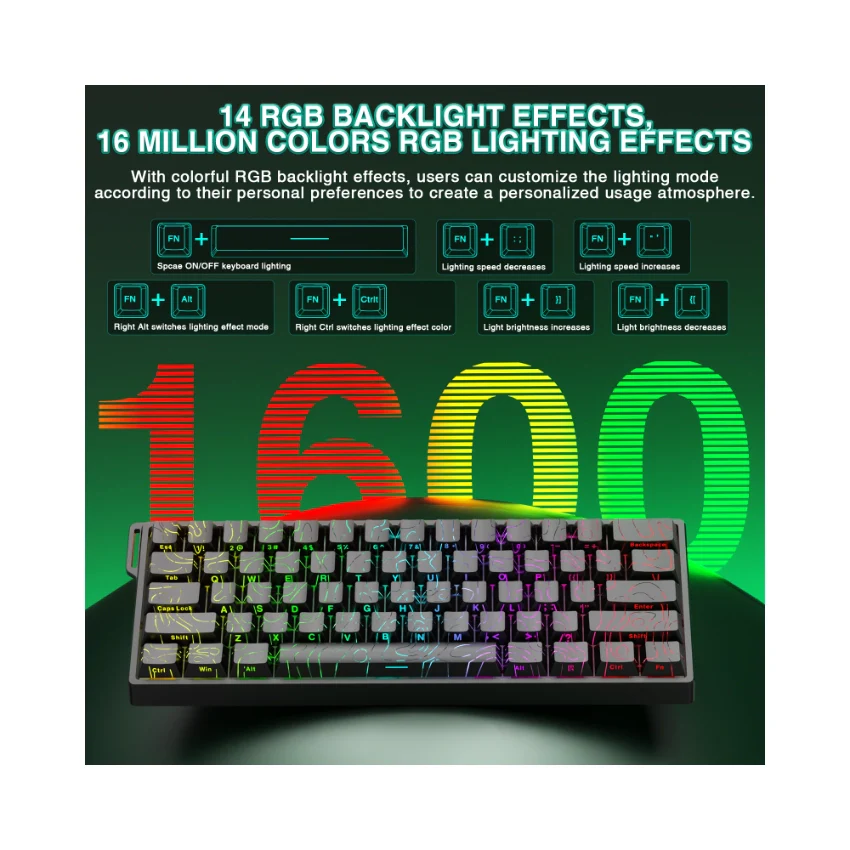 AULA WIN60 HE 60% Wired Magnetic Keyboard (Black) image 6