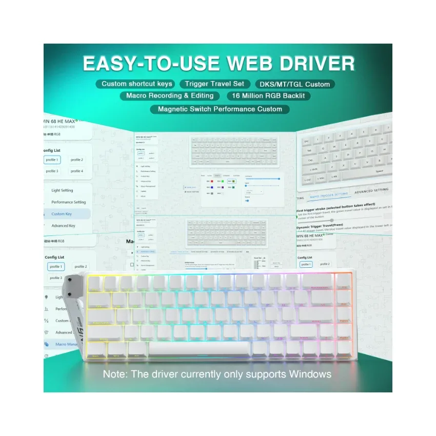 AULA WIN68 HE 68% Wired Magnetic Keyboard (White) image 3