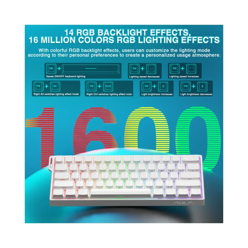 AULA WIN60 HE 60% Wired Magnetic Keyboard (White) image 6