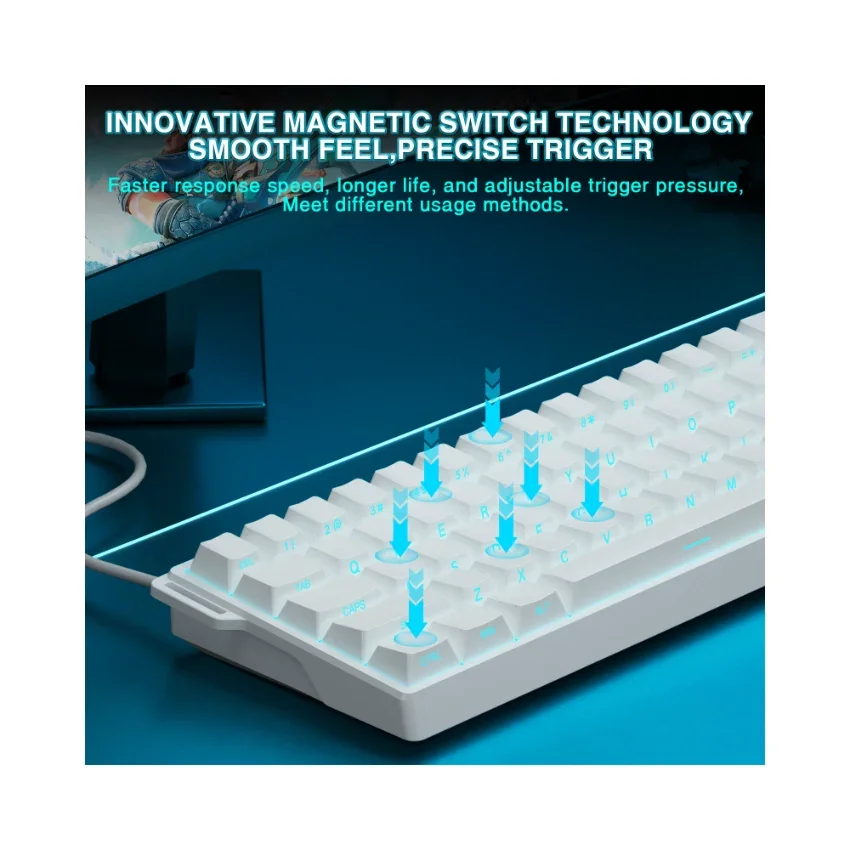 AULA WIN60 HE 60% Wired Magnetic Keyboard (White) image 4