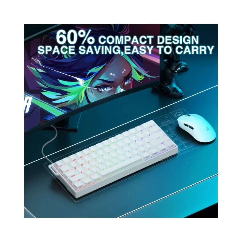AULA WIN60 HE 60% Wired Magnetic Keyboard (White) image 7