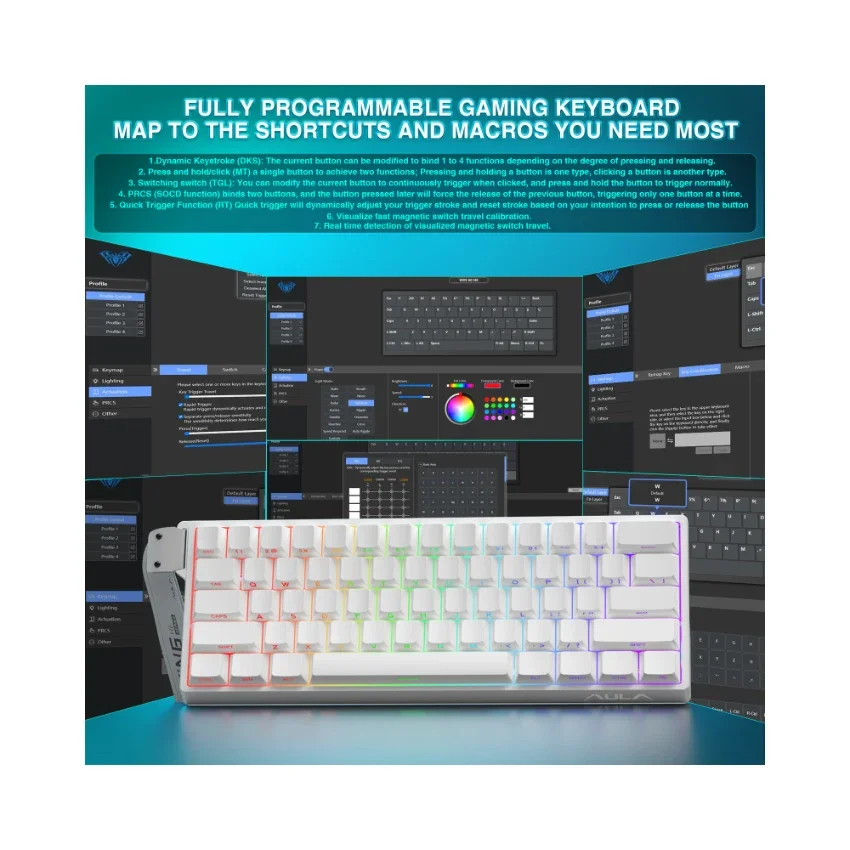 AULA WIN60 HE 60% Wired Magnetic Keyboard (White) image 5