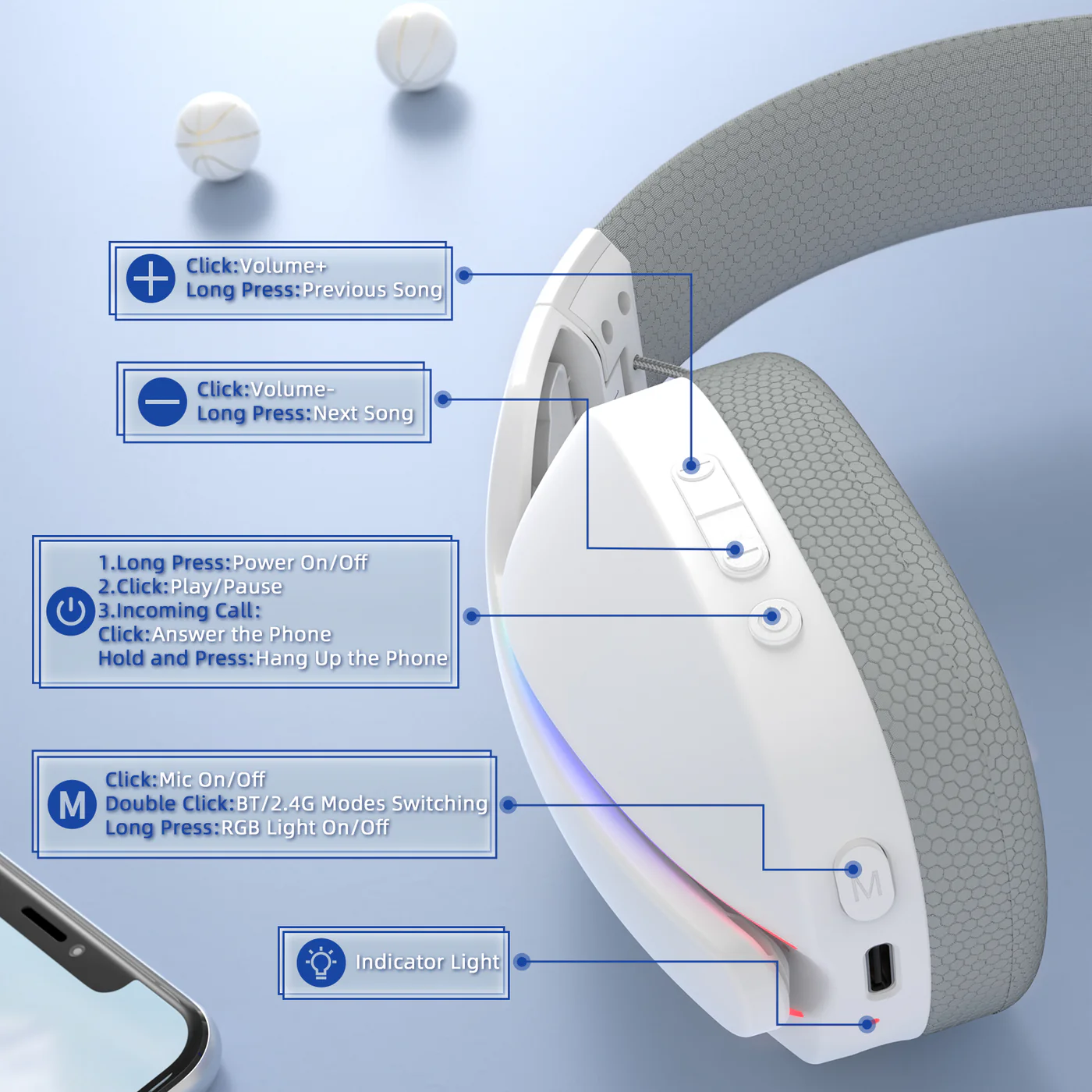 Attack Shark L90 Wireless Gaming Headset (White) image 1
