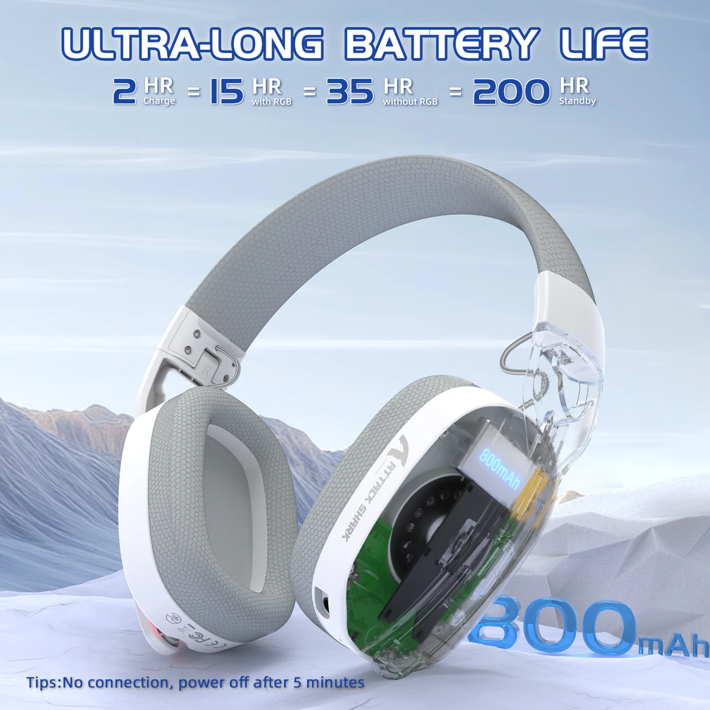 Attack Shark L90 Wireless Gaming Headset (White) image 5
