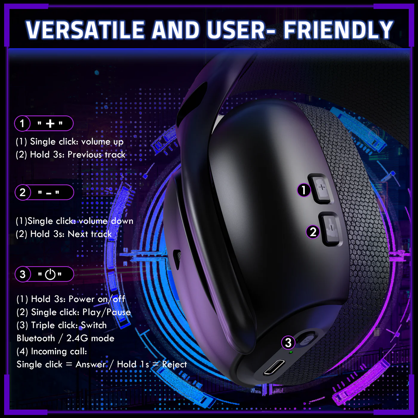 ATTACK SHARK L80PRO Wireless Gaming Headset (Black) image 1