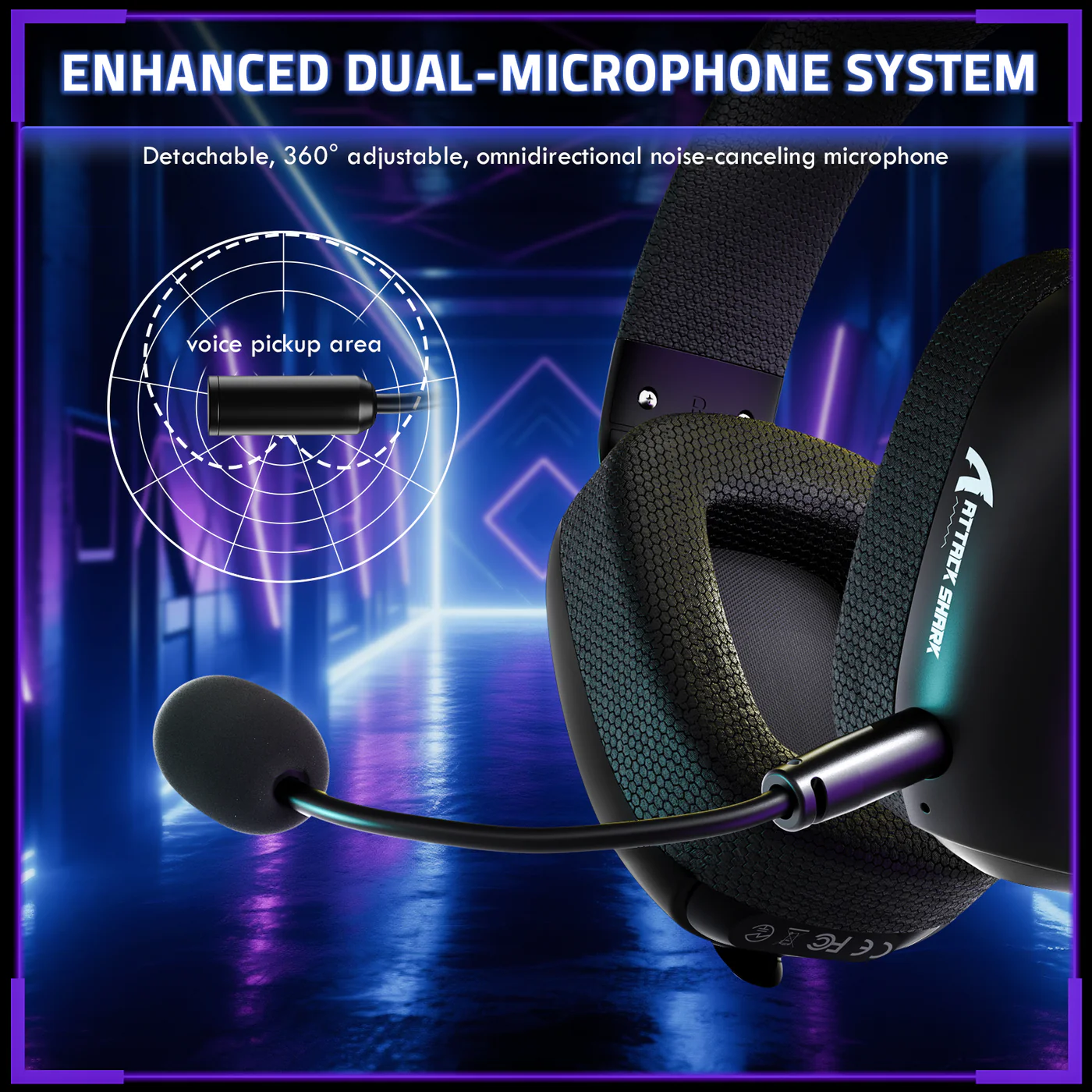 ATTACK SHARK L80PRO Wireless Gaming Headset (Black) image 3