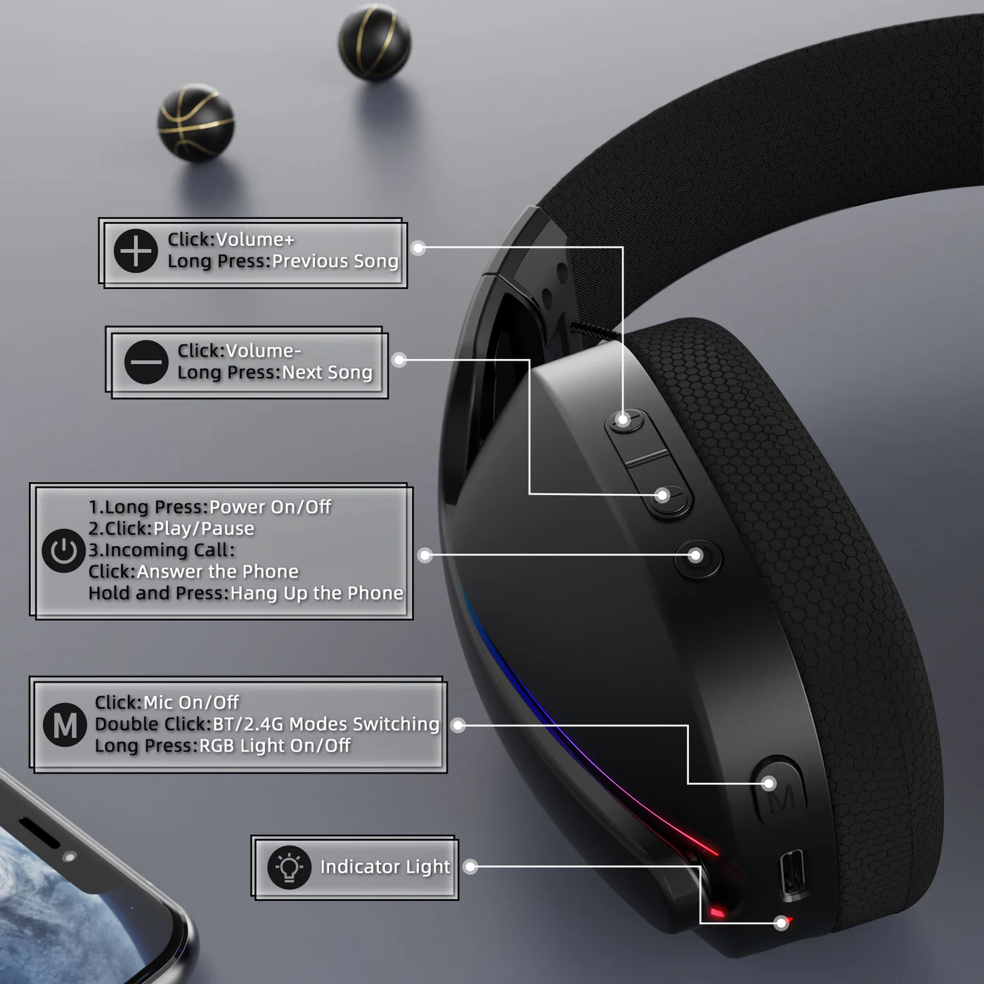 Attack Shark L90 Wireless Gaming Headset (Black) image 1