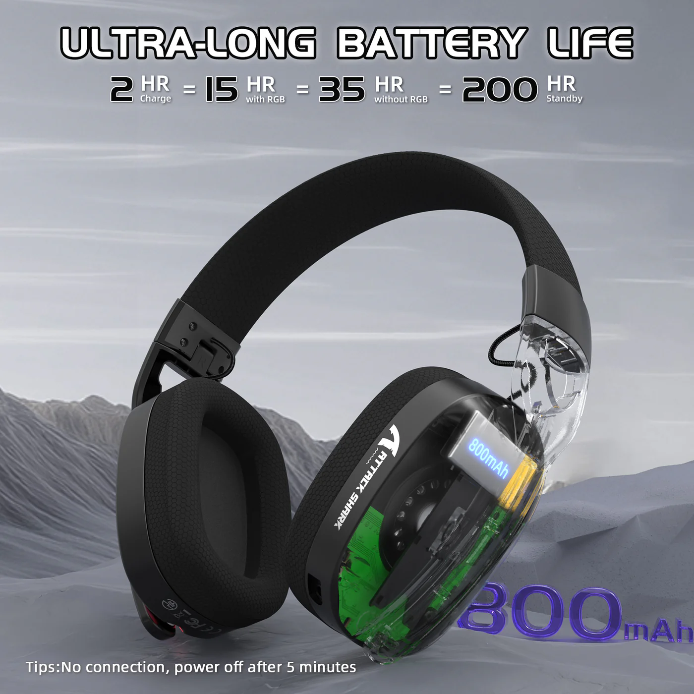 Attack Shark L90 Wireless Gaming Headset (Black) image 5