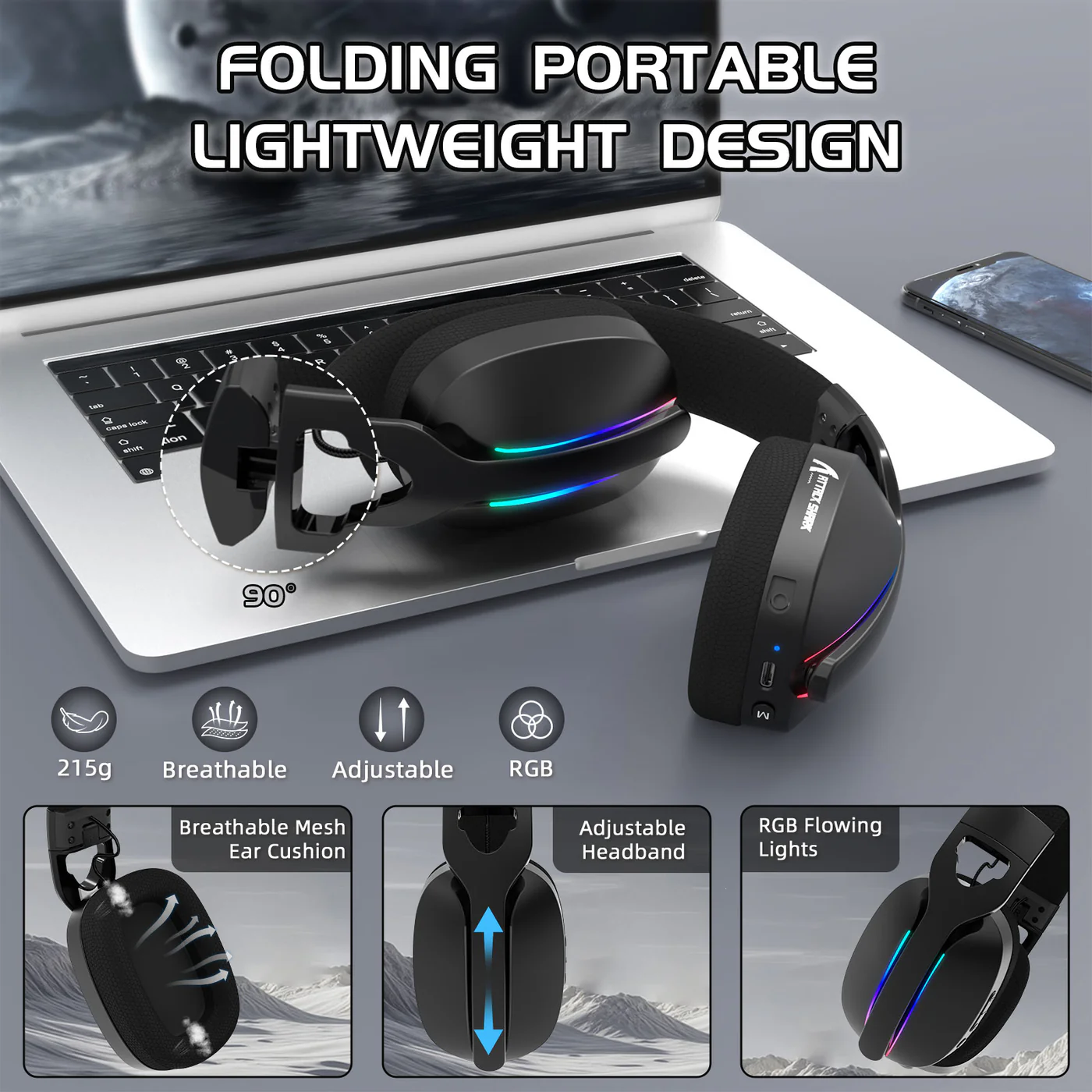 Attack Shark L90 Wireless Gaming Headset (Black) image 7