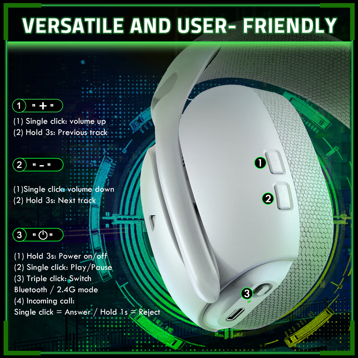 ATTACK SHARK L80PRO Wireless Gaming Headset (White) image 1