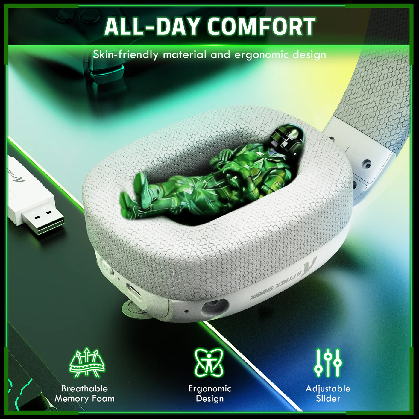 ATTACK SHARK L80PRO Wireless Gaming Headset (White) image 4
