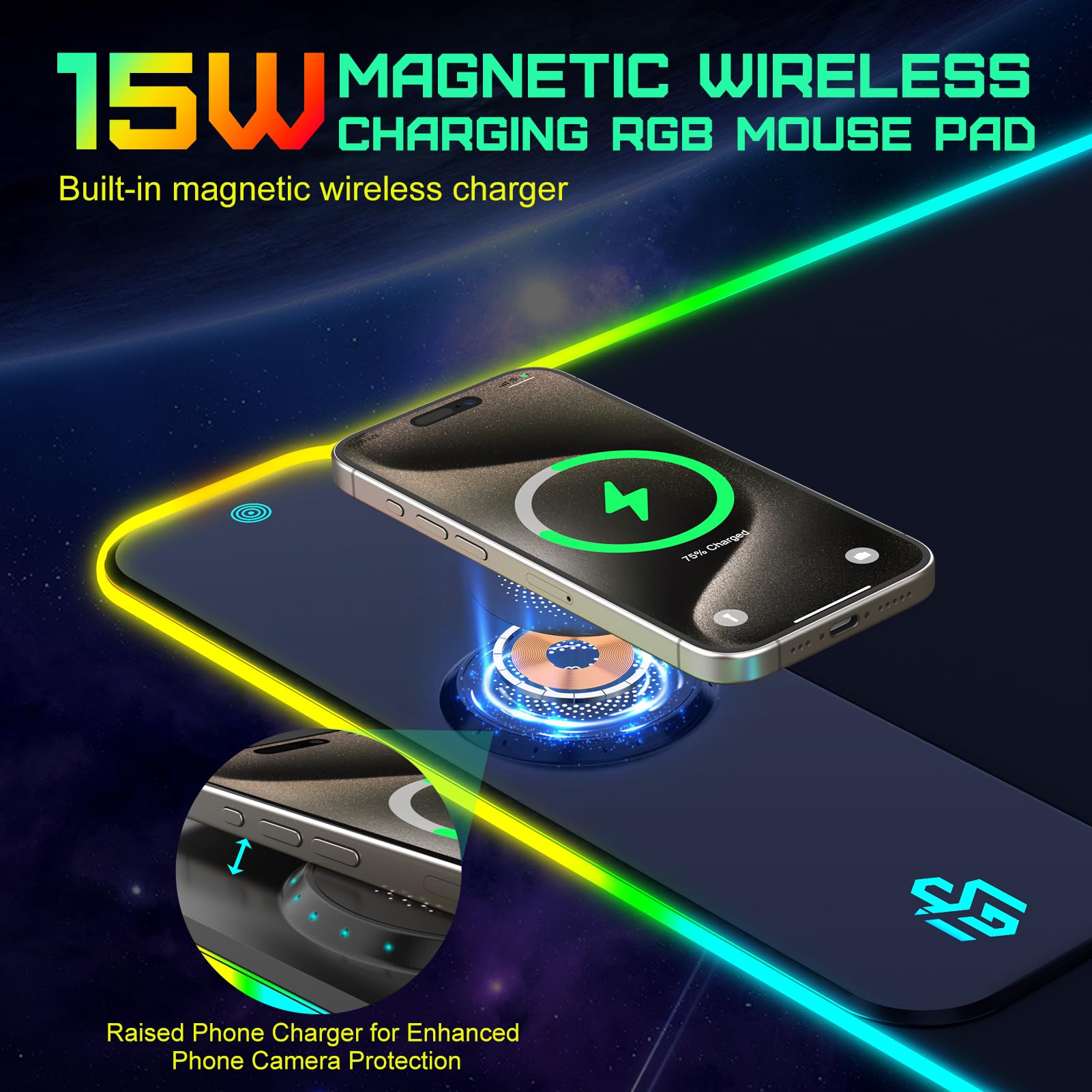 RGB Wireless Charging Mouse Pad (Large) image 1