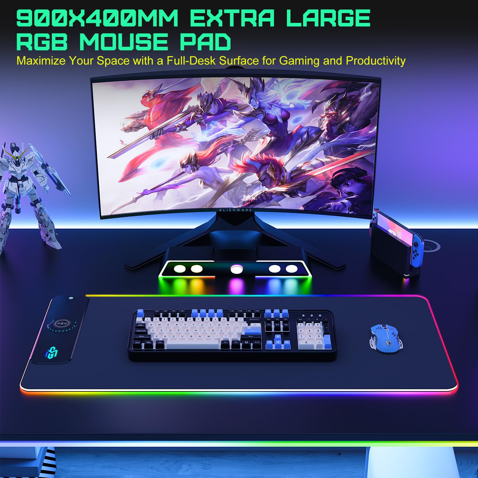 RGB Wireless Charging Mouse Pad (Large) image 5