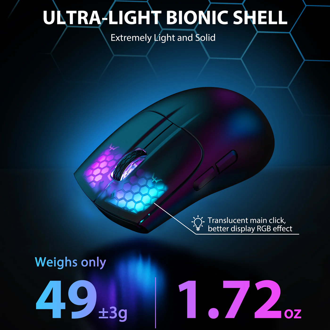 ATTACK SHARK X5 Wireless Gaming Mouse 49g Ultralight (Black) image 2