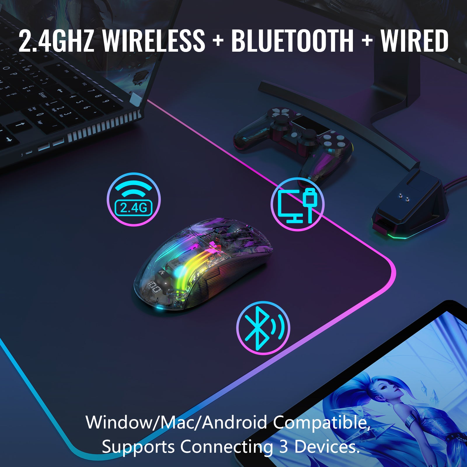 ATTACK SHARK X2PRO Wireless Gaming Mouse (Black) image 1